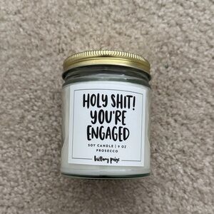 Holy Shit! You're Engaged Soy Candle - White with Gold Lid -- NEVER USED